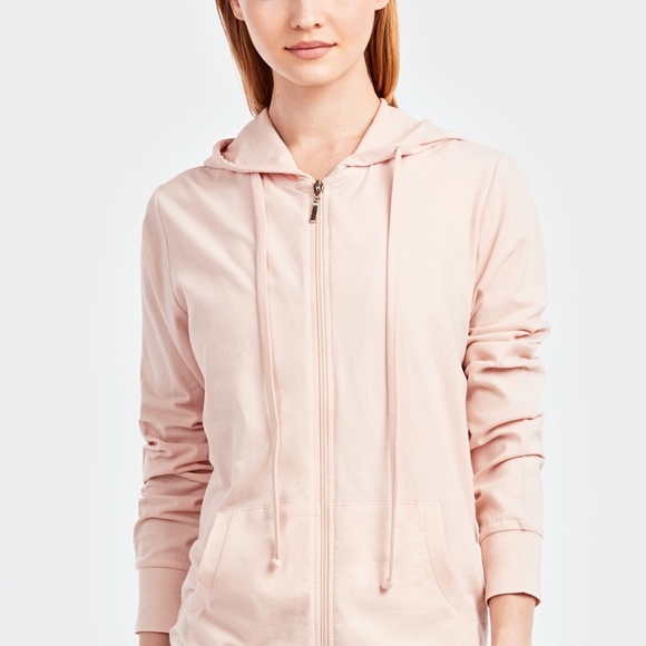 Sofra Tops - $10 SALE Women's Cotton Blend Lightweight Zip Up Hoodie Sweater HDC7000 Blush